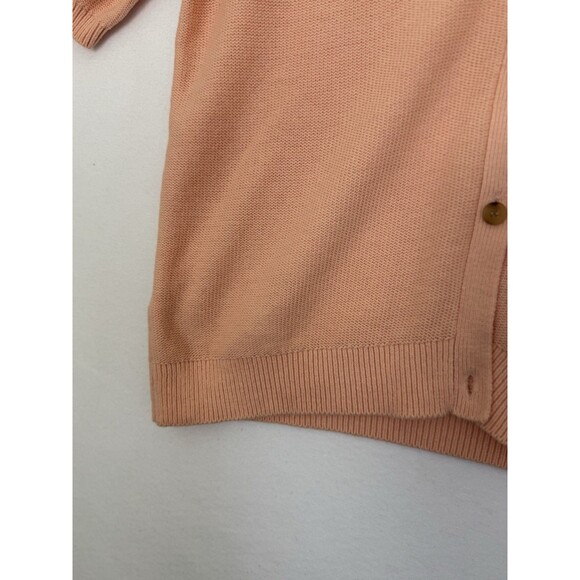 Loft Outlet Peach Puff Sleeve Spring Cardigan Sweater V-Neck Sz Large Short slvs - Picture 4 of 11
